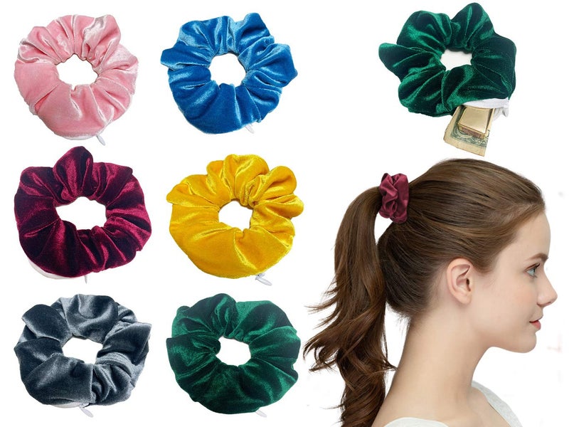 Aling VERSAINSECT nchies - Premium Secret Scrunchie with Zipper Stash Pocket Storage Hide Money, Keys, Earphone, Small Items Etc, Elastic Hair Bands for Women and Vsco Girls (pink bag) - Image 1